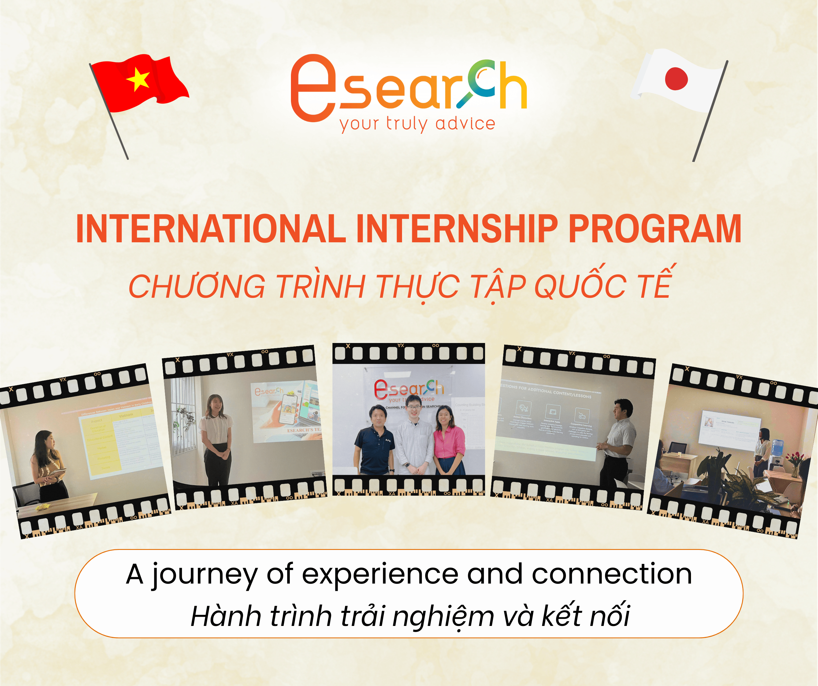 Esearch, thực tập quốc tế, internship program, international internship, thực tập sinh Nhật Bản, Japan interns in Vietnam, internship in Ho Chi Minh City, Vietnam internship program, giáo dục quốc tế, tư vấn vận hành trường học, truyền thông giáo dục